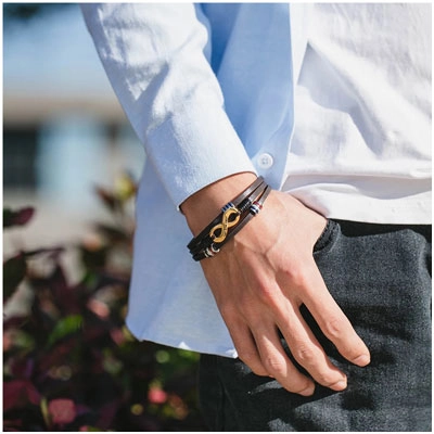 Bracelet Infini personnalisé pour homme - Les bijoux de Mélanie