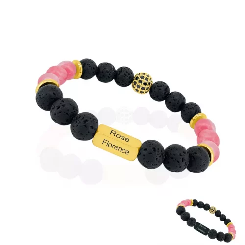 Bracelet personnalisé en quartz rose pour femme