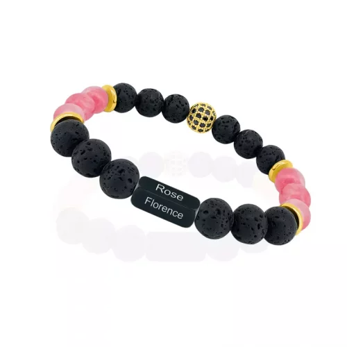 Bracelet personnalisé en quartz rose pour cadeau pour femme