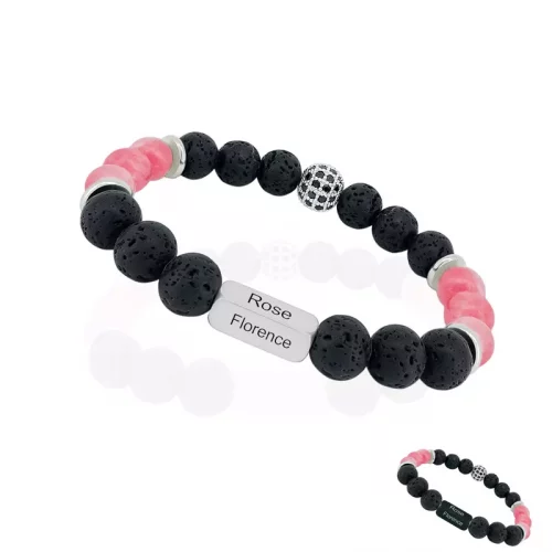 Bracelet personnalisé pour femme en pierres naturelles de quartz rose